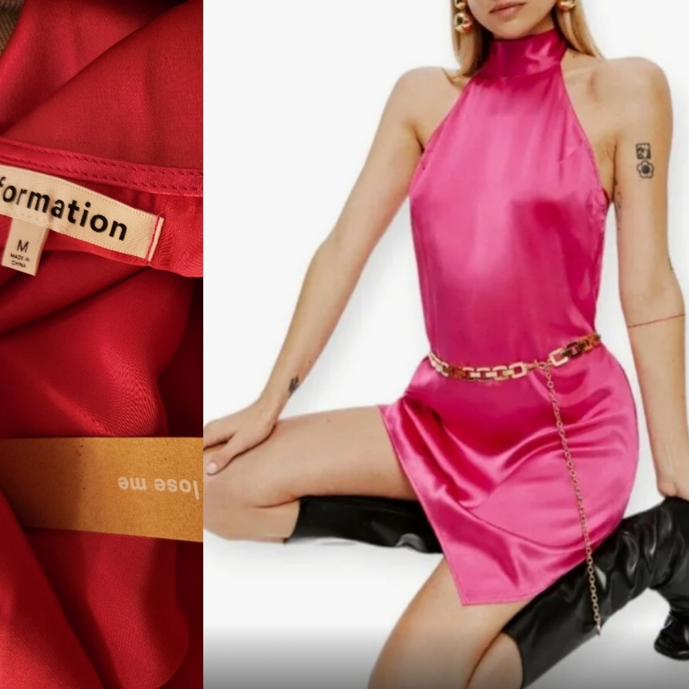 Nwt reformation Briea Pink Mock Neck silk mini dress M